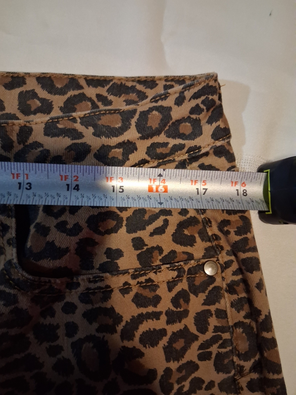 Time and Tru Leopard Print Waistband Straight Pants - Brown Black Sz 16 - Picture 5 of 9